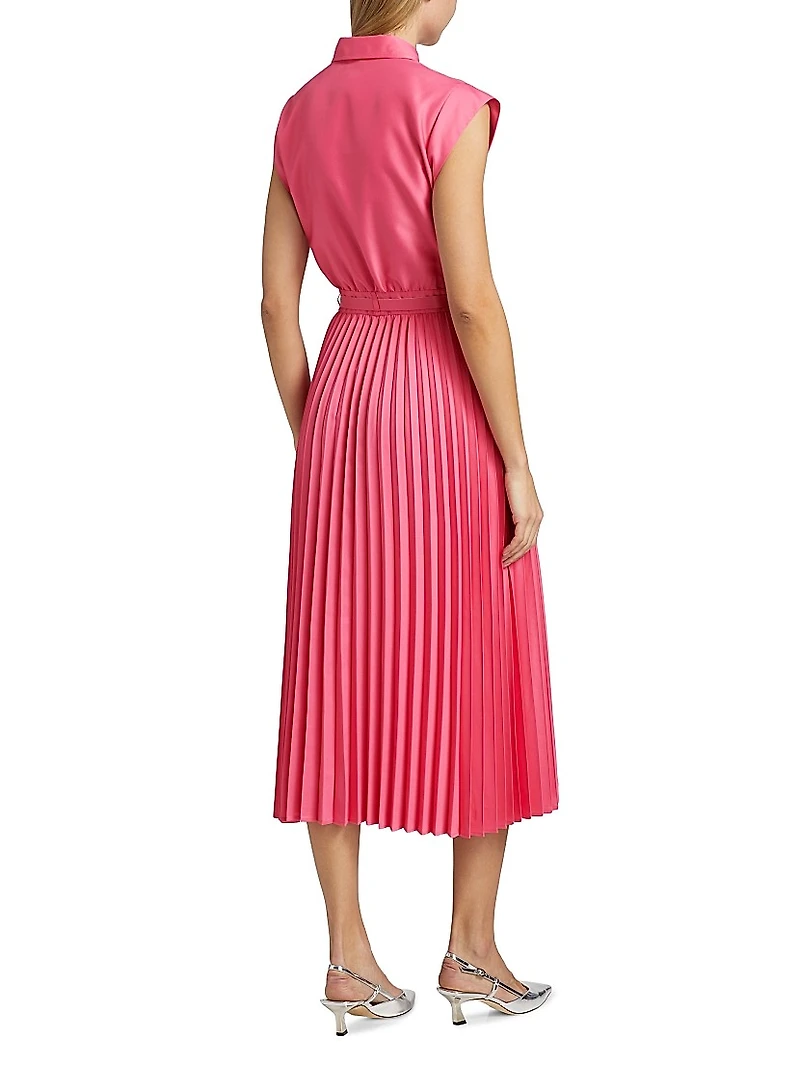 Natalyia Pleated Midi-Shirtdress