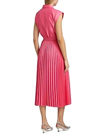 Natalyia Pleated Midi-Shirtdress
