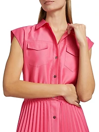 Natalyia Pleated Midi-Shirtdress