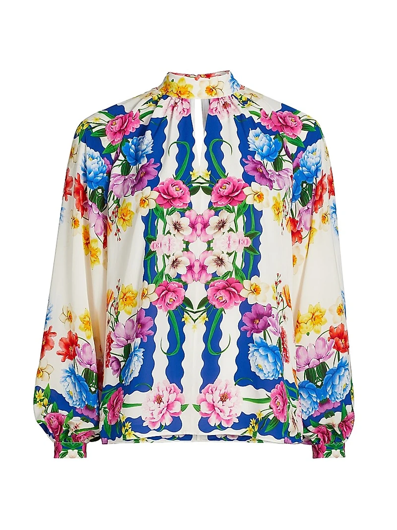 Arminta Scallop Floral Print Blouse