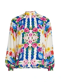 Arminta Scallop Floral Print Blouse