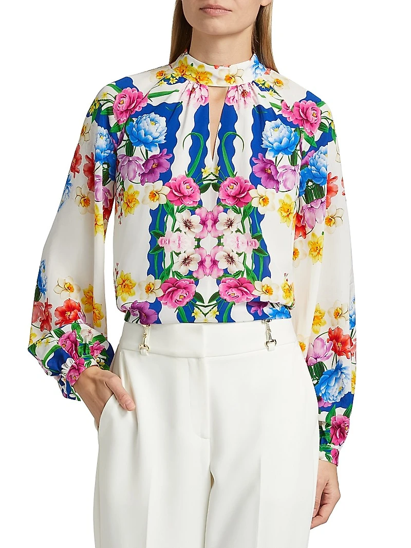 Arminta Scallop Floral Print Blouse
