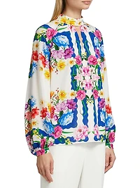 Arminta Scallop Floral Print Blouse