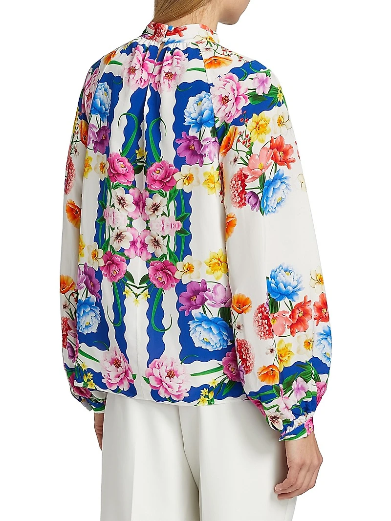 Arminta Scallop Floral Print Blouse