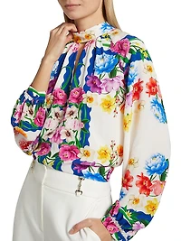 Arminta Scallop Floral Print Blouse