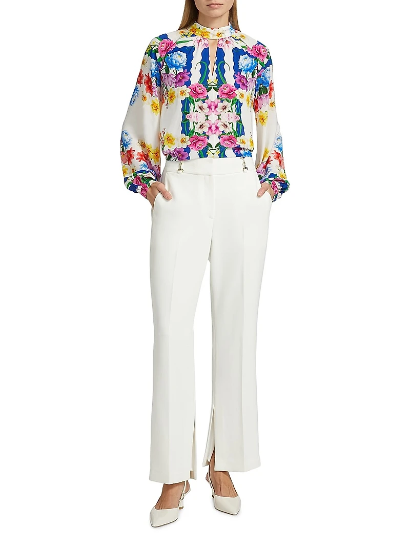 Arminta Scallop Floral Print Blouse