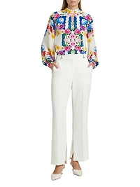 Arminta Scallop Floral Print Blouse