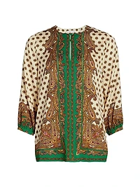 Isa Jewel Paisley Long-Sleeve Blouse