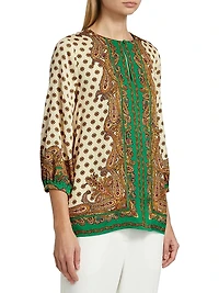 Isa Jewel Paisley Long-Sleeve Blouse