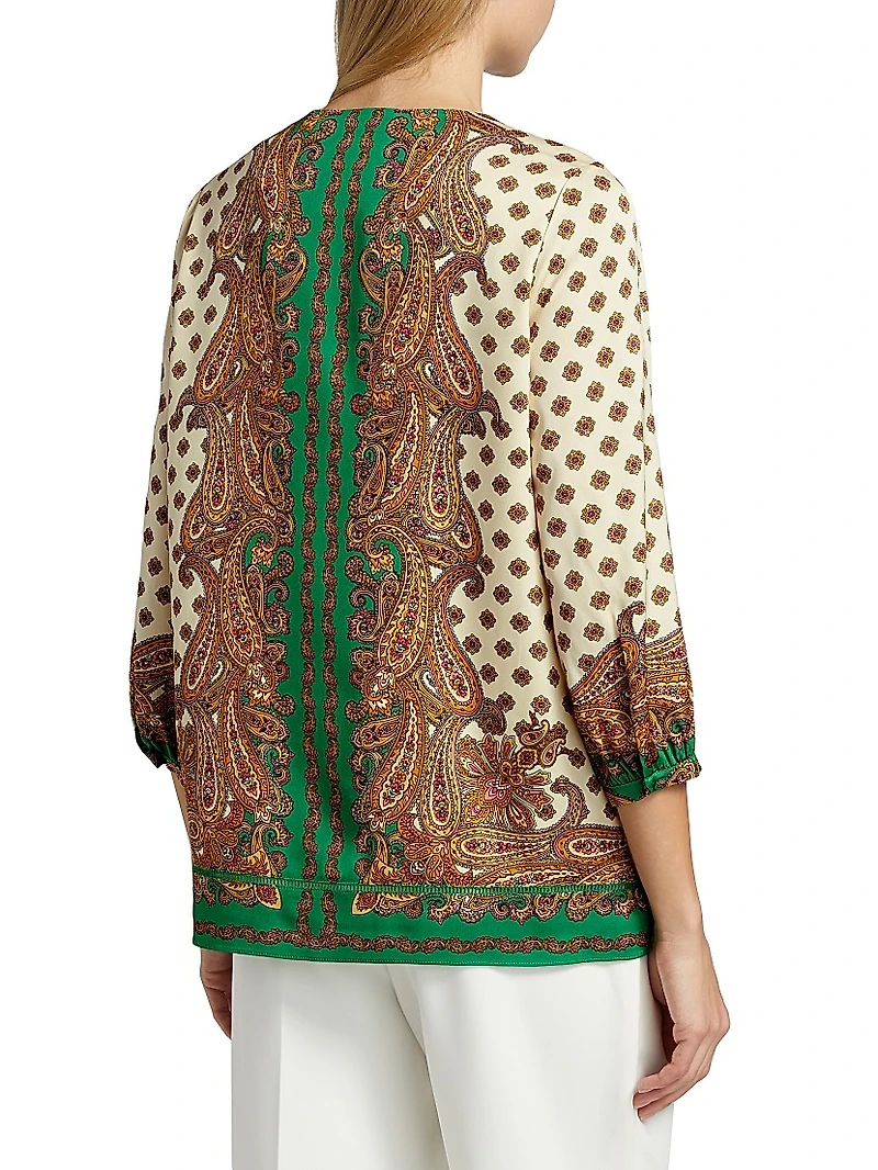 Isa Jewel Paisley Long-Sleeve Blouse