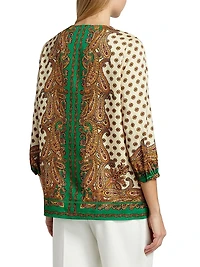 Isa Jewel Paisley Long-Sleeve Blouse