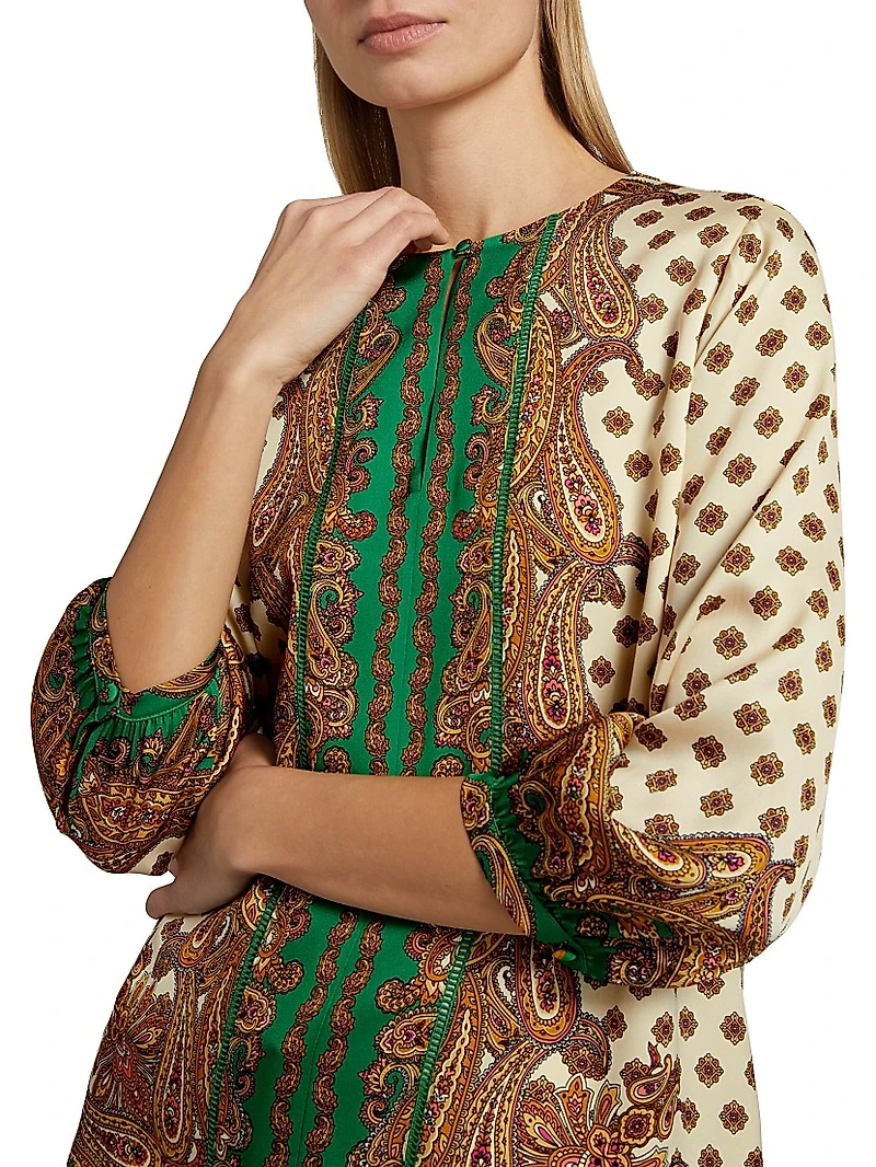 Isa Jewel Paisley Long-Sleeve Blouse