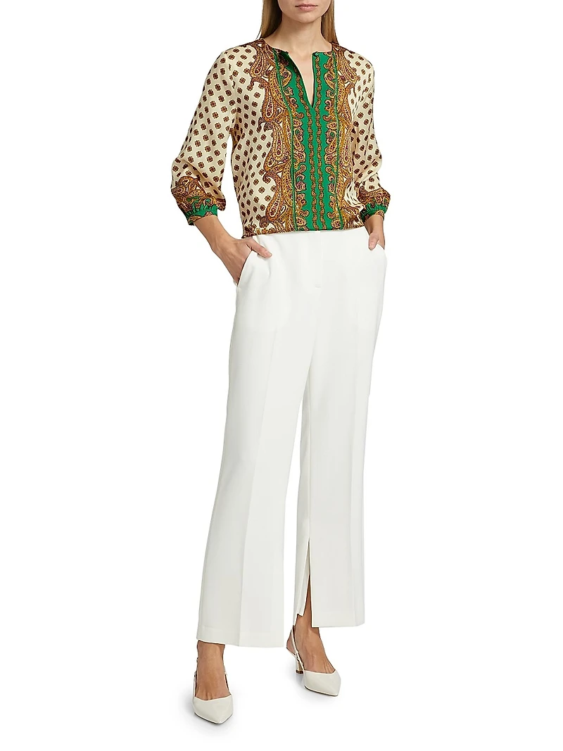 Isa Jewel Paisley Long-Sleeve Blouse