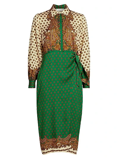 Vero Jewel Paisley Wrap Midi-Dress