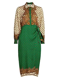 Vero Jewel Paisley Wrap Midi-Dress
