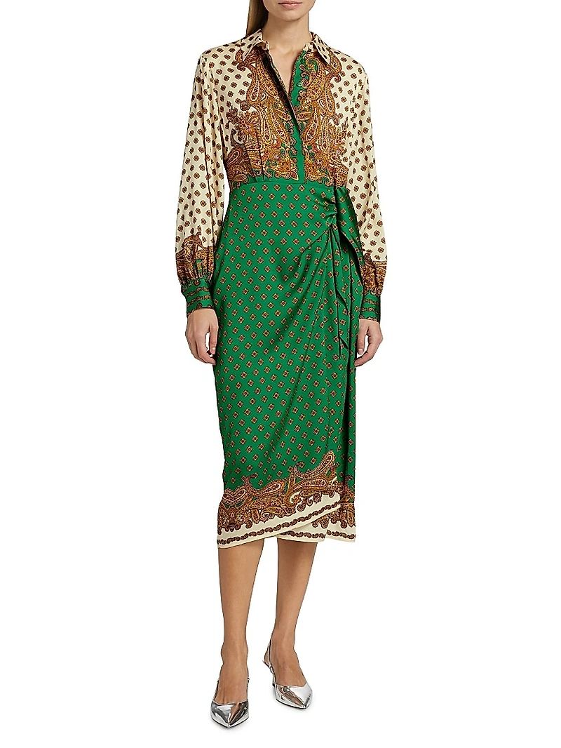 Vero Jewel Paisley Wrap Midi-Dress