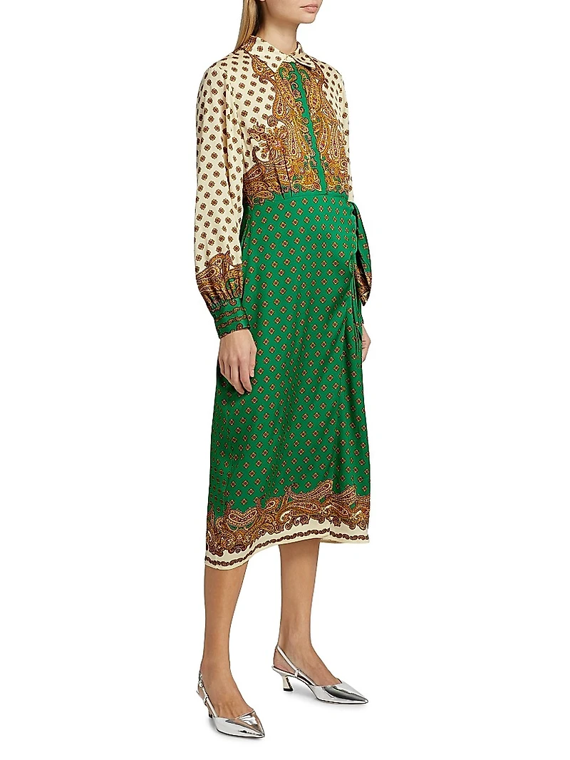 Vero Jewel Paisley Wrap Midi-Dress