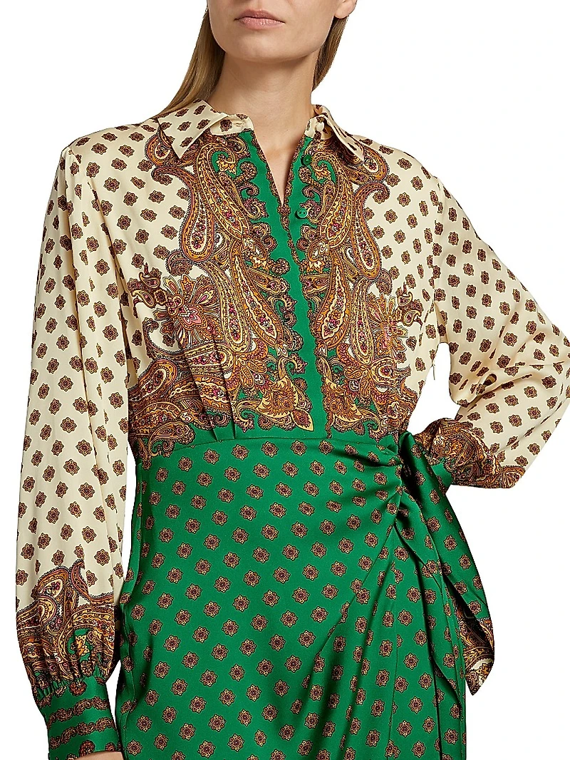 Vero Jewel Paisley Wrap Midi-Dress