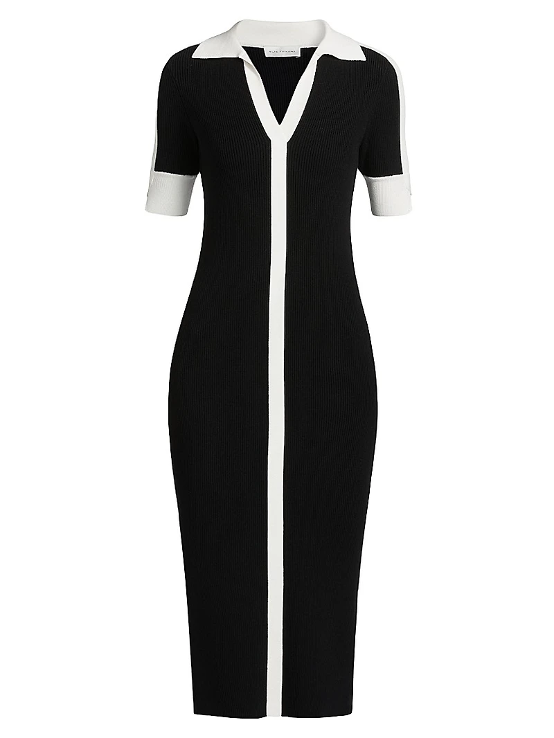 Myra Contrast-Trim Midi-Sweaterdress