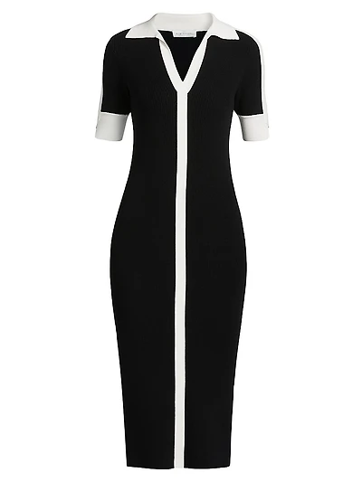Myra Contrast-Trim Midi-Sweaterdress