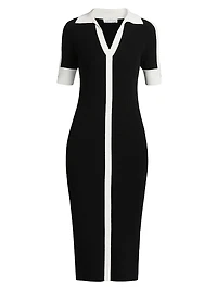 Myra Contrast-Trim Midi-Sweaterdress