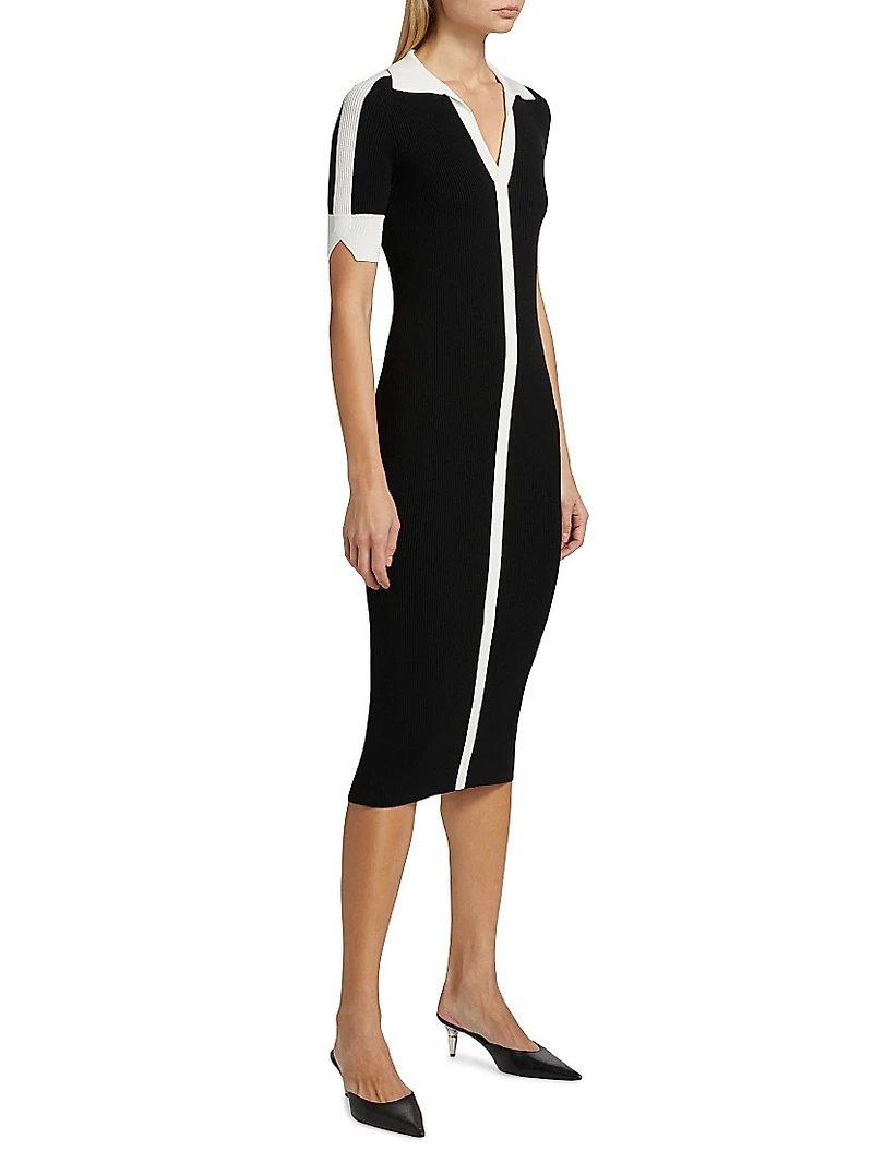 Myra Contrast-Trim Midi-Sweaterdress