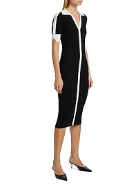 Myra Contrast-Trim Midi-Sweaterdress
