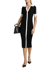 Myra Contrast-Trim Midi-Sweaterdress