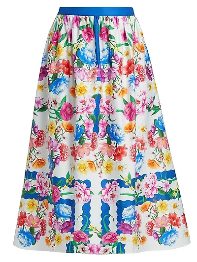 Marcie Cotton Printed Midi-Skirt