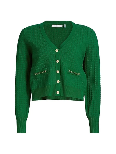 Oaklee V-Neck Chain-Link Cardigan