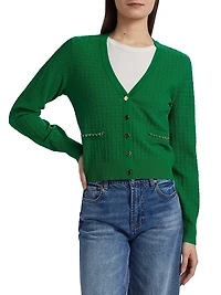 Oaklee V-Neck Chain-Link Cardigan