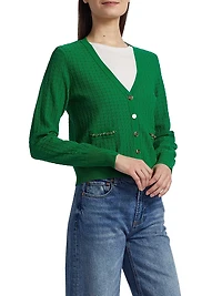 Oaklee V-Neck Chain-Link Cardigan