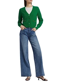 Oaklee V-Neck Chain-Link Cardigan