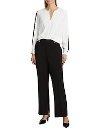 Spring Ellis Contrast Long Sleeve Blouse