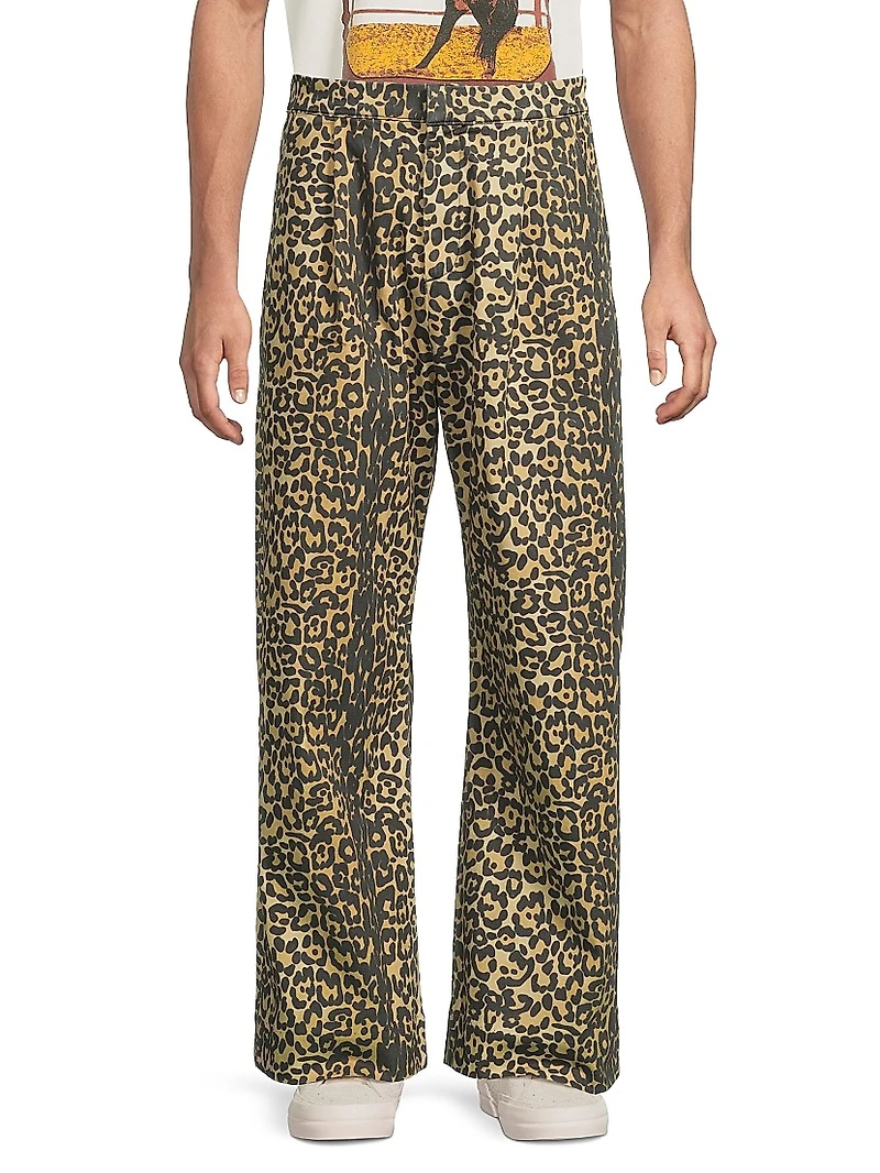 Leopard Drop-Crotch Trousers