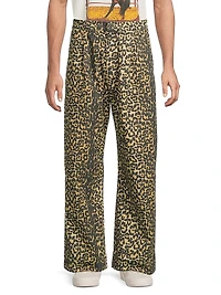 Leopard Drop-Crotch Trousers