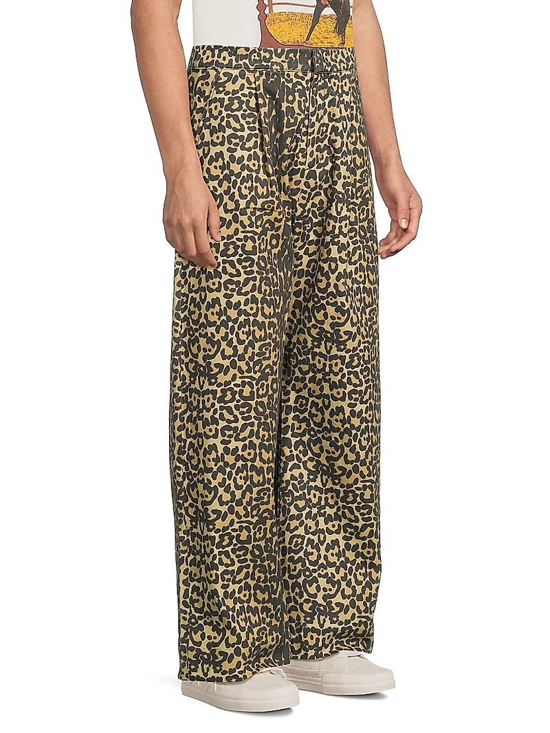 Leopard Drop-Crotch Trousers