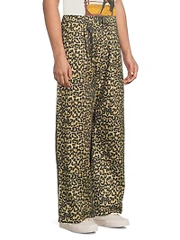 Leopard Drop-Crotch Trousers