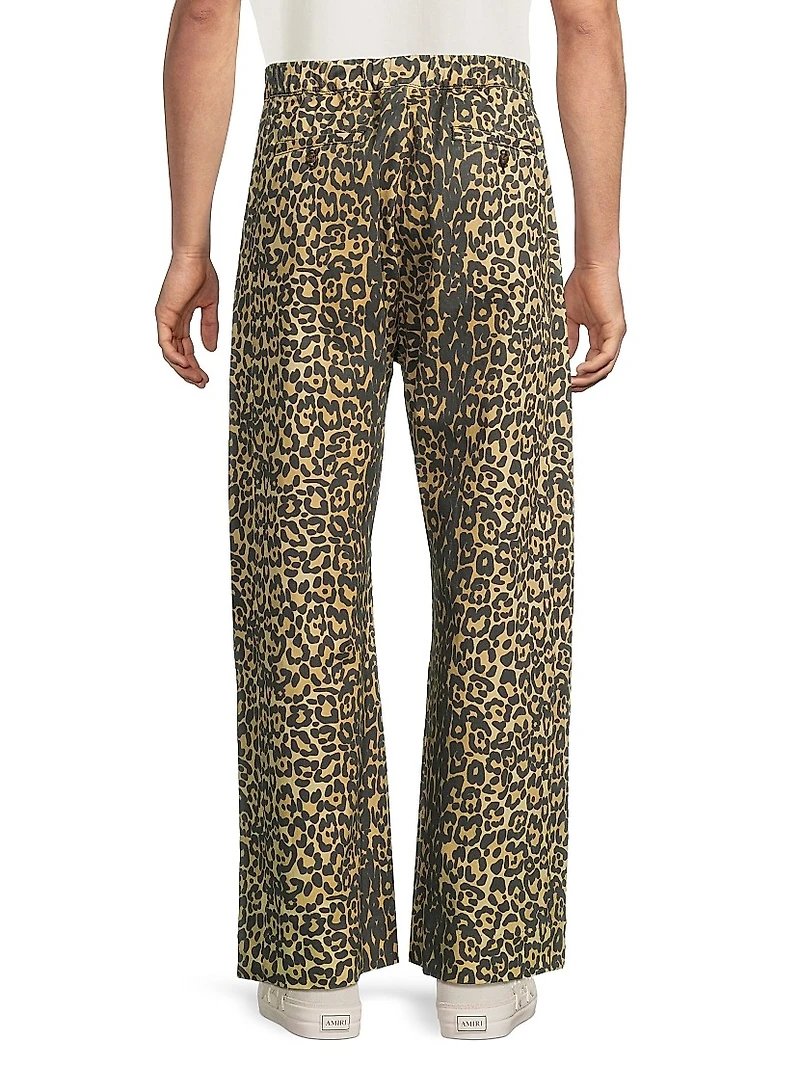 Leopard Drop-Crotch Trousers