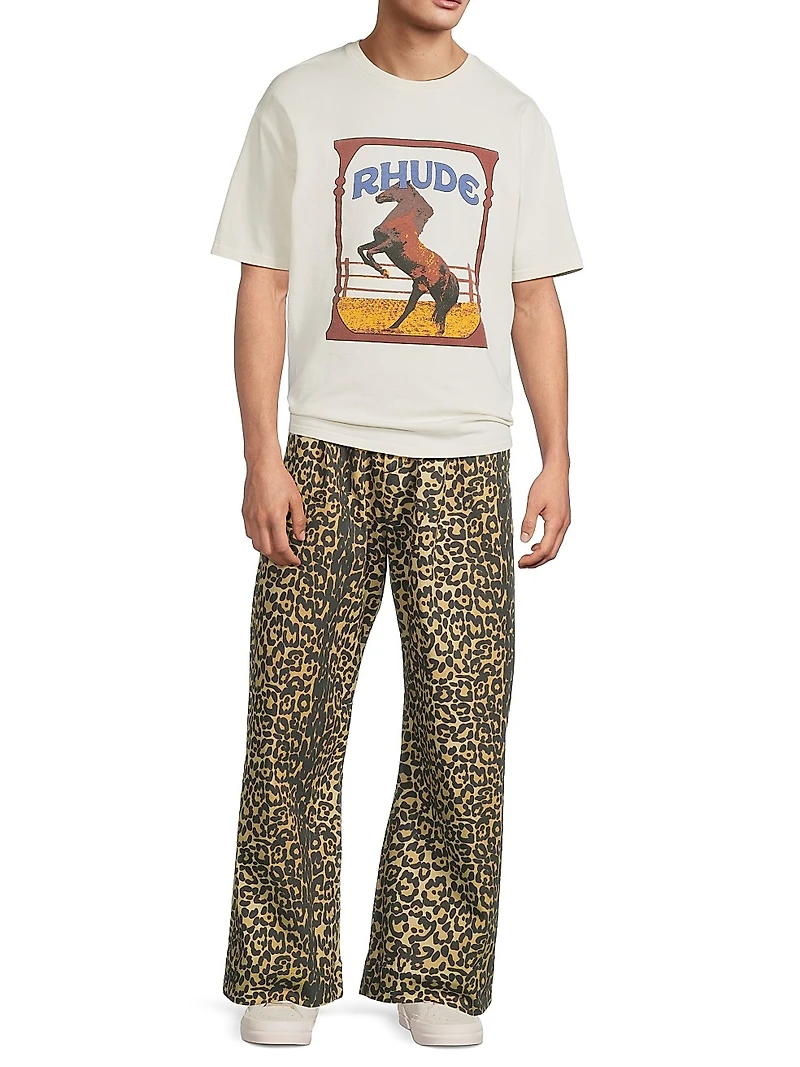 Leopard Drop-Crotch Trousers