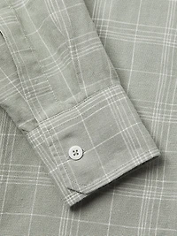 Linen Plaid Button-Up Shirt