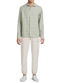 Linen Plaid Button-Up Shirt