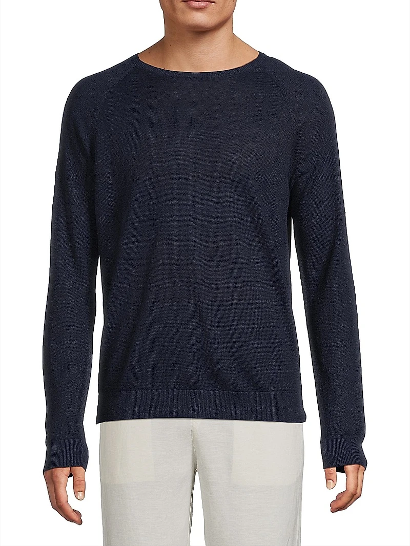 Linen Raglan-Sleeve Sweater