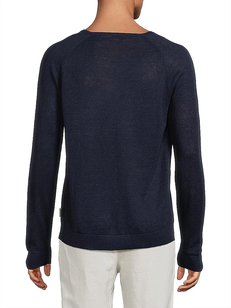 Linen Raglan-Sleeve Sweater