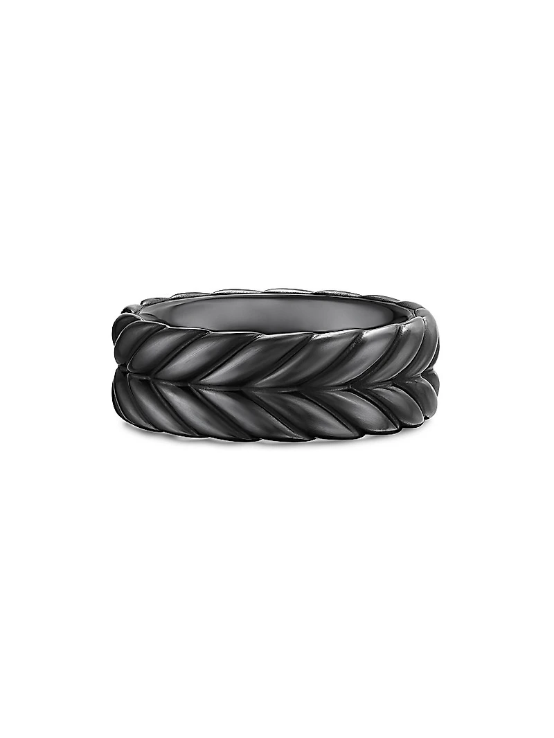 Chevron Band Ring Black Titanium