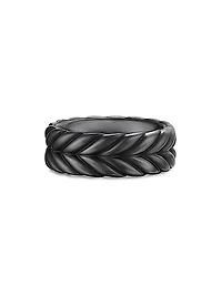 Chevron Band Ring Black Titanium