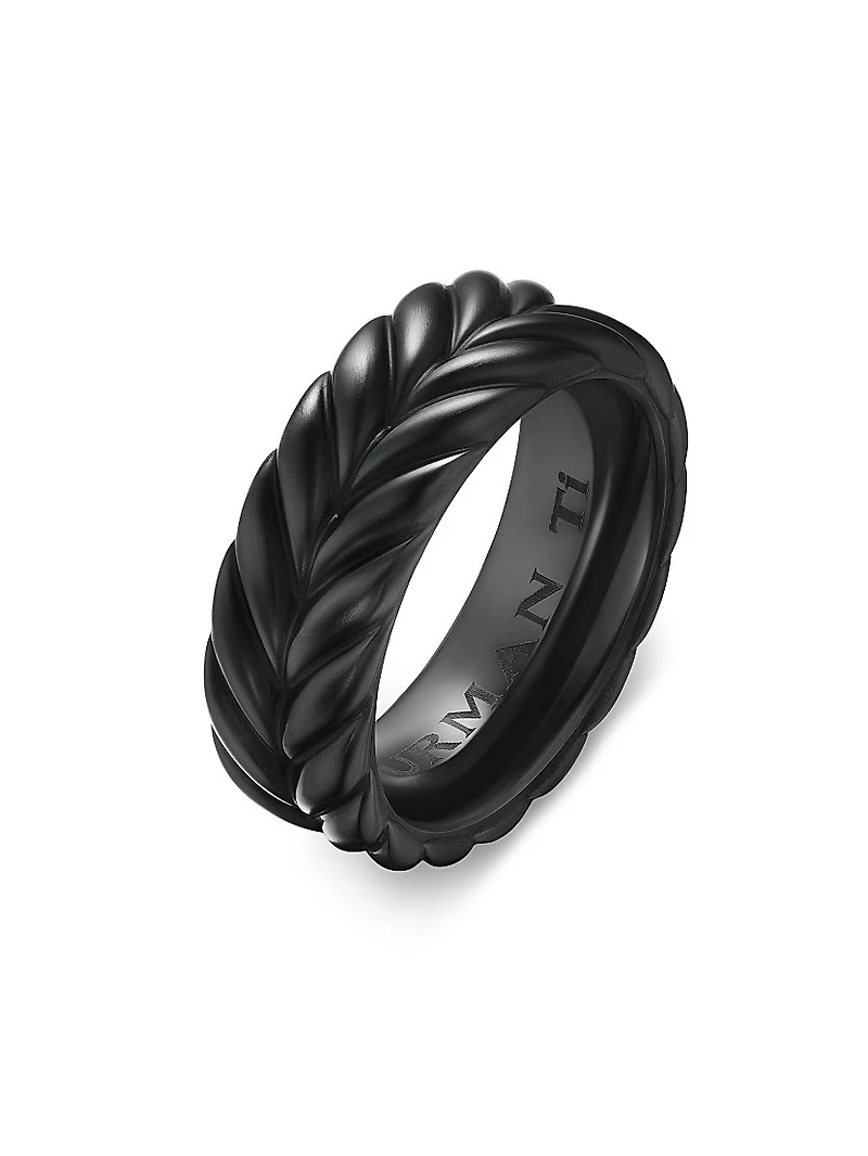 Chevron Band Ring Black Titanium
