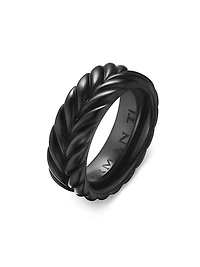 Chevron Band Ring Black Titanium