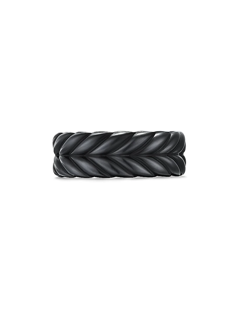Chevron Band Ring Black Titanium