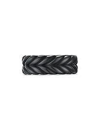 Chevron Band Ring Black Titanium